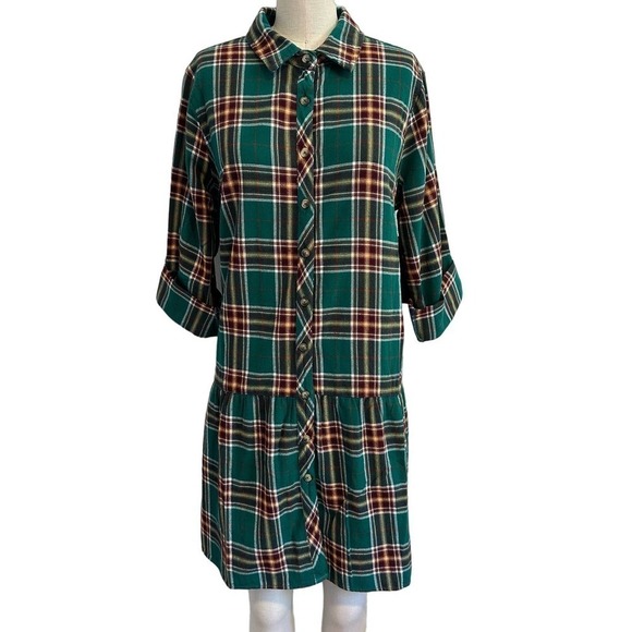 Nwt Billy T Happy Camper Plaid Shirtdress Medium - Picture 1 of 10